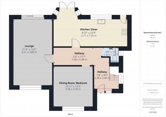 Floorplan for 95B Wembdon Road, TA6