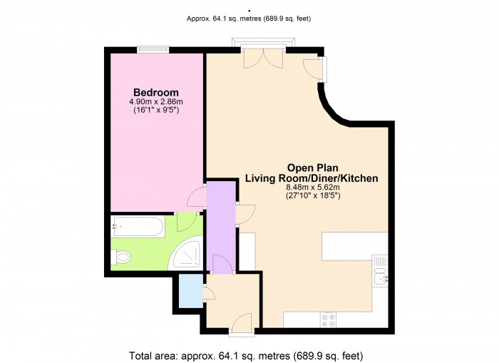 Floorplan for Flat 22 Admirals Court, TA6